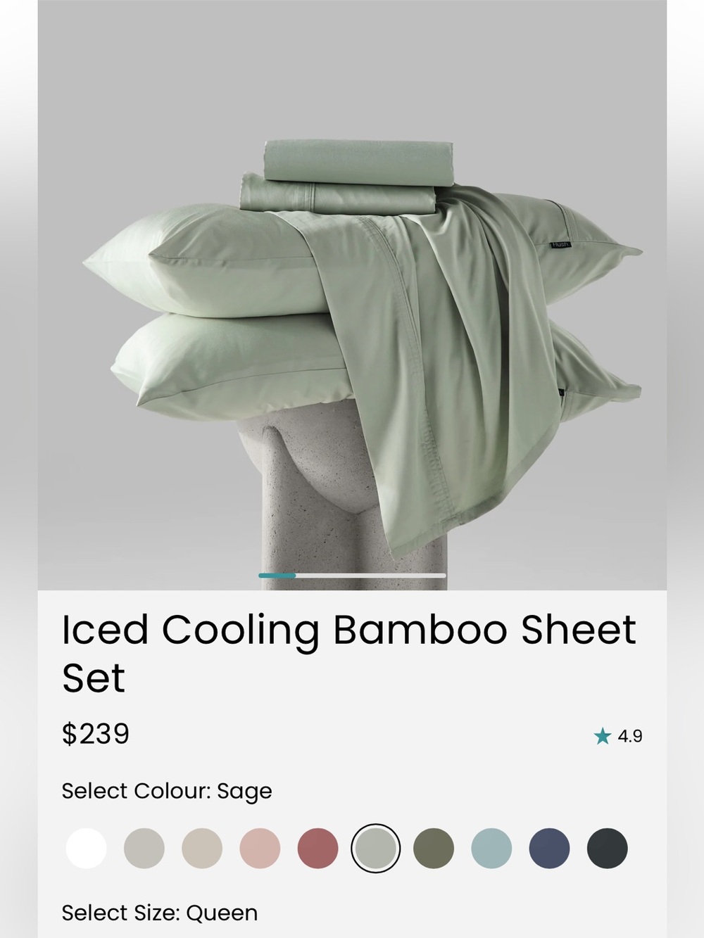 Iced Cooling Bamboo Sheet Set - Sage